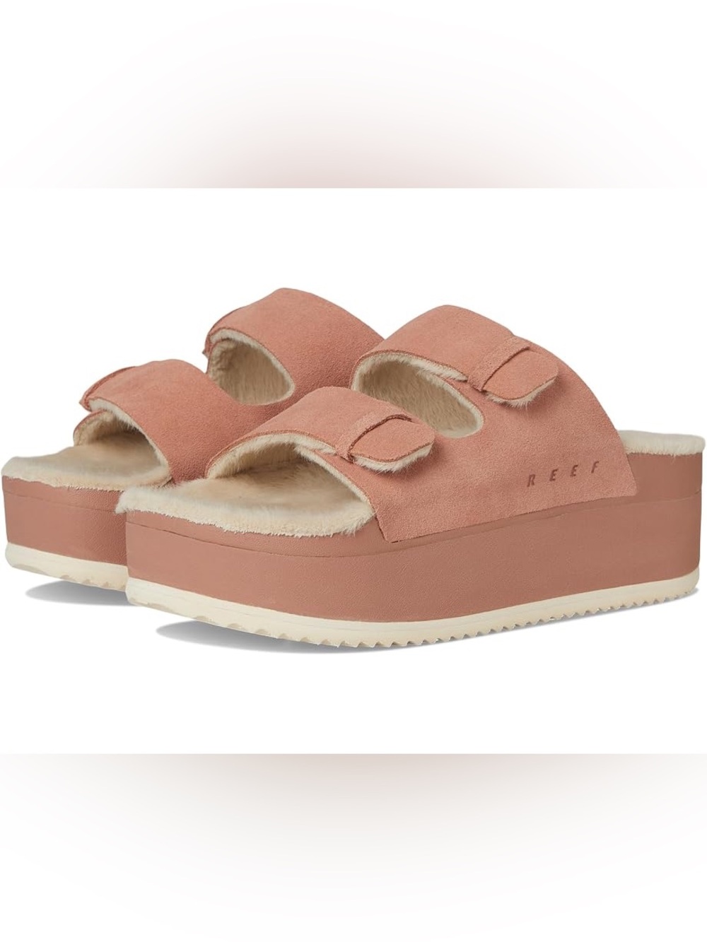 REEF OKAI CIARA SUEDE PLATFORM SANDALS IN CORK PINK 7